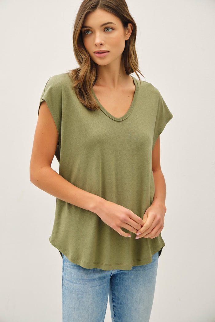 Green V-Neck Maternity Top