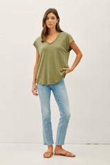 Green V-Neck Top