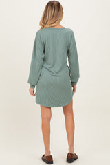 Light Olive Rib Knit Long Sleeve Maternity Dress