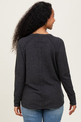 Charcoal Baby Waffle Knit Long Sleeve Maternity Top