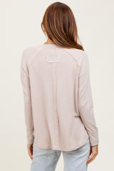 Beige Baby Waffle Knit Long Sleeve Top