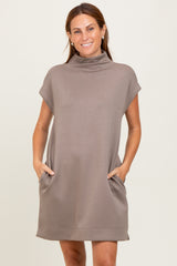Light Taupe Mock Neck Mini Dress