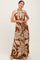 Camel Floral Halter Sleeveless Maxi Dress