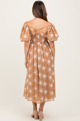Mocha Textured Maternity Midi Dress
