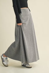 Heather Grey Ribbed Maxi Skirt