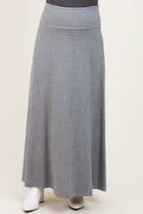Heather Grey Ribbed Maternity Maxi Skirt