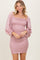 Pink Satin Smocked Bubble Sleeve Mini Dress