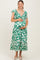 Green Floral V-Neck Flutter Sleeve Maternity Midi Dress