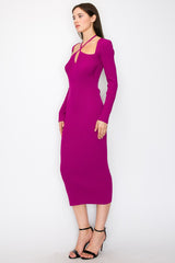 Magenta Cutout Cross-Strap Knit Midi Dress