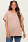 Mocha Solid Ribbed Short Sleeve Oversized Maternity Tunic Top