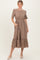 Brown Houndstooth Lace Midi Dress