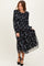 Black Floral Mesh Smocked Midi Dress