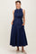 Navy Button Down Sleeveless Maternity Shirt Dress