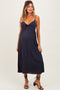 Navy Front Tie Sleeveless Maternity Midi Dress