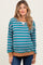 Teal Contrast Stripe Oversized Maternity Sweatshirt