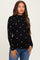 Black Knit Embroidered Floral Ruffle Hem Maternity Top