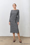 Charcoal Side Tie Long Sleeve Midi Dress