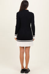 Black Ribbed Contrast Hem Sweater Dress