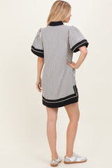 Black Striped Contrast Border Mini Dress