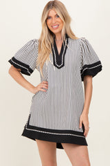 Black Striped Contrast Border Maternity Mini Dress