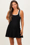 Black Sleeveless Ribbed Flare Maternity Dress