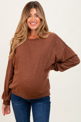 Camel Long Sleeve Maternity Sweatshirt