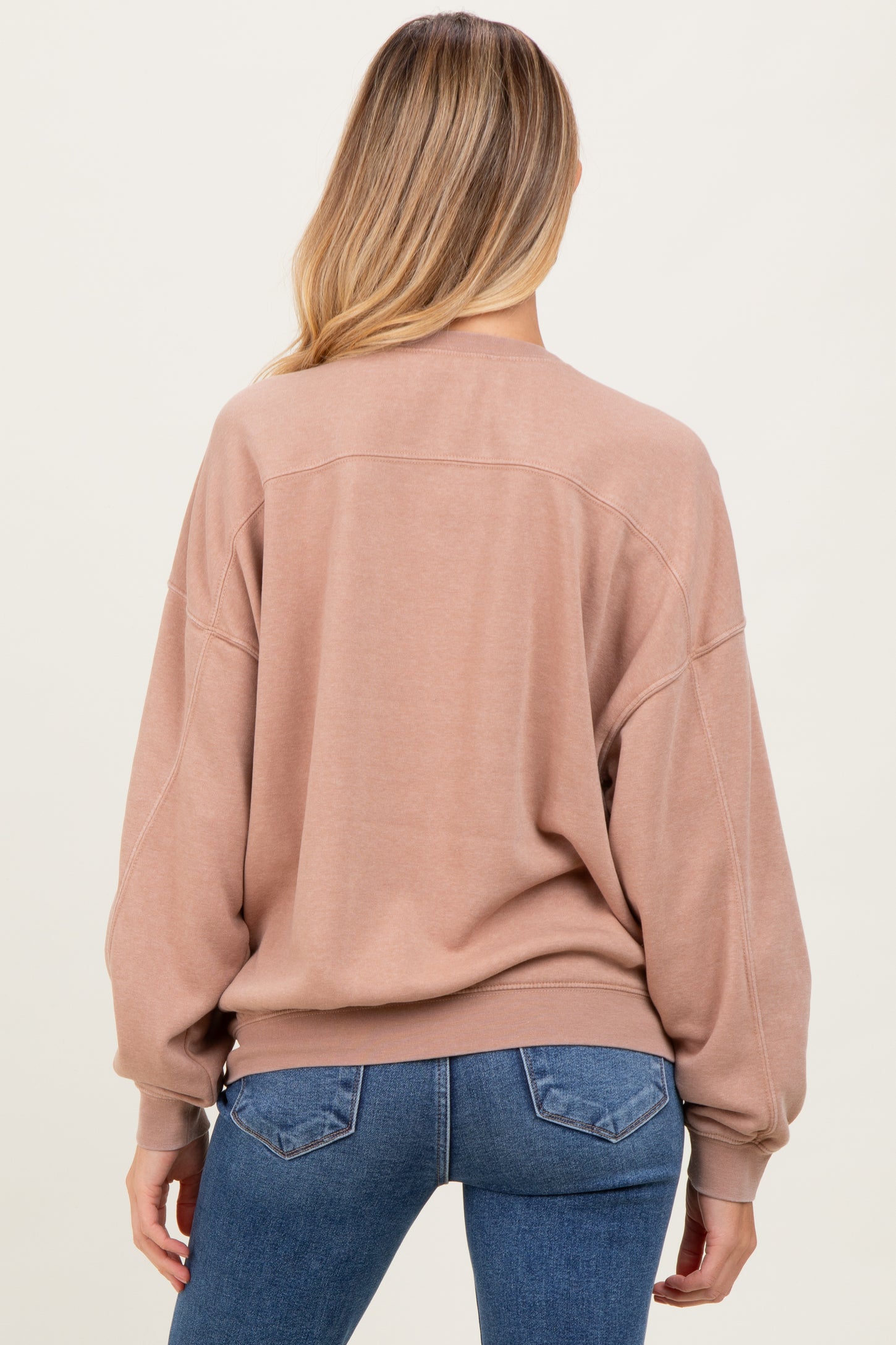 Beige Long Sleeve Maternity Sweatshirt