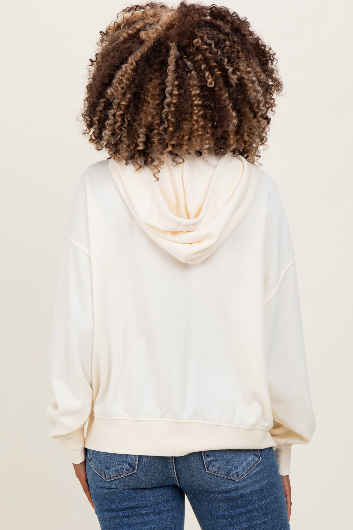Cream Drop Shoulder Long Sleeve Oversized Maternity Hoodie
