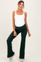 Forest Green Ribbed Split Flare Maternity Leggings