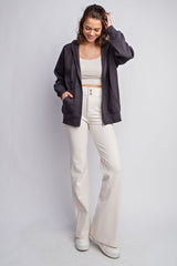 Charcoal Front Zipper Hooded Sweater