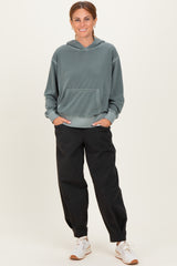 Black Brushed Knit Barrel Leg Joggers