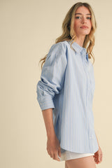 Light Blue Striped Button Down Oversized Shirt
