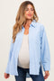 Light Blue Striped Button Down Oversized Maternity Shirt