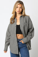 Ivory Plaid Linen Blend Button Down Shirt