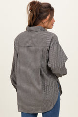 Ivory Plaid Linen Blend Maternity Button Down Shirt