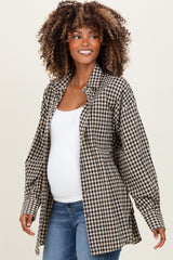 Black Gingham Maternity Button Down Shirt