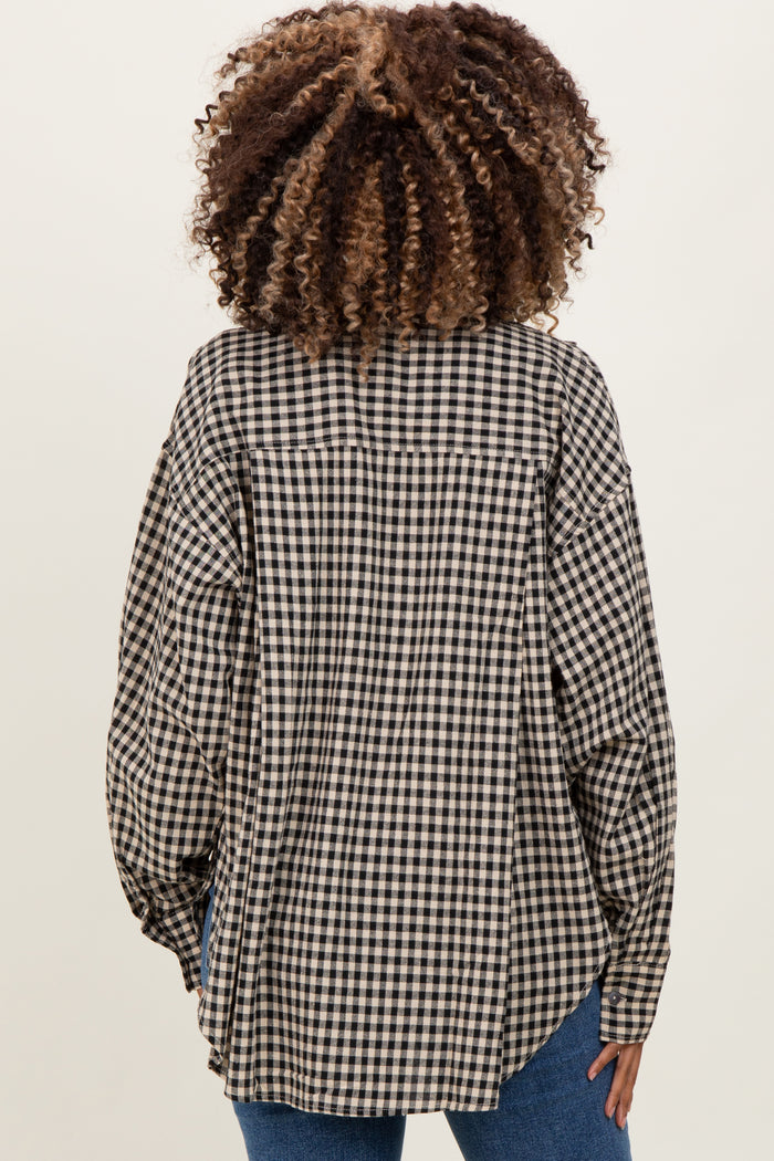 Black Gingham Maternity Button Down Shirt