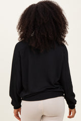 Black Textured Rib Knit Pullover