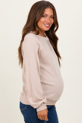 Cream Textured Rib Knit Maternity Pullover