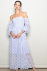 Lavender Lace Overlay Smocked Maxi Dress