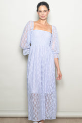 Lavender Lace Overlay Smocked Maxi Dress