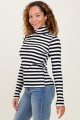 Black Striped Turtleneck Long Sleeve Top