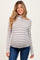 Mocha Striped Turtleneck Maternity Long Sleeve Top