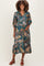 Teal Floral Collared 3/4 Sleeve Maternity Midi Dress