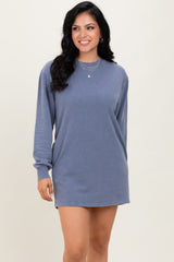 Blue Mineral Wash Oversized Sweatshirt Mini Dress