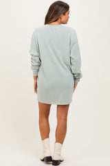 Mint Mineral Wash Oversized Maternity Sweatshirt Mini Dress