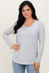 Heather Grey Inner Layer Nursing Long Sleeve Top