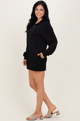 Black Half Zip Long Sleeve Mini Dress