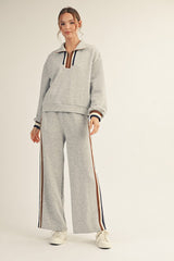 Heather Grey Contrast Trim Half Zip Sweatshirt