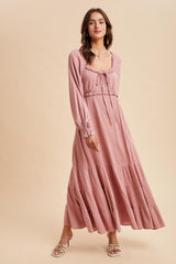 Mauve Ruffled Fit And Flare Maxi Dress